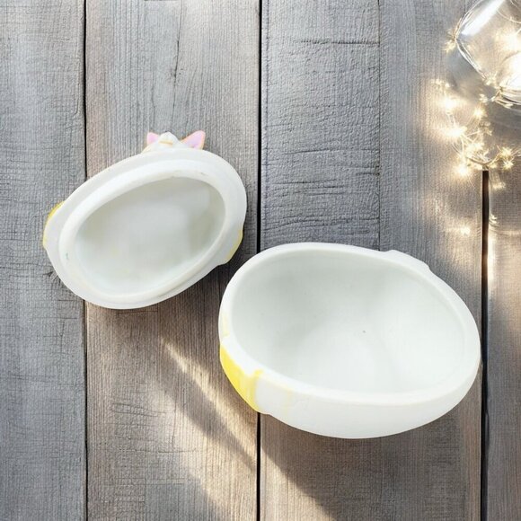 Porcelain Easter Trinket Box Painted Bunny on Easter Egg Trinket Dish Box Lego - Picture 2 of 14